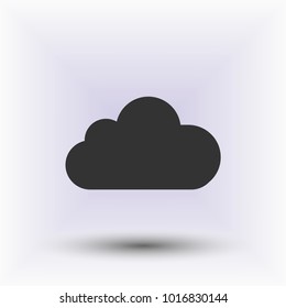 Cloud vector web icon in the grey background with shadow.