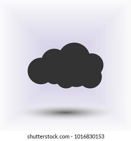 Cloud vector web icon in the grey background with shadow.