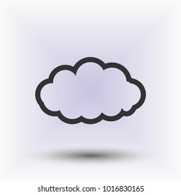 Cloud vector web icon in the grey background with shadow.