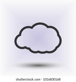 Cloud vector web icon in the grey background with shadow.