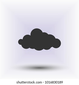 Cloud vector web icon in the grey background with shadow.