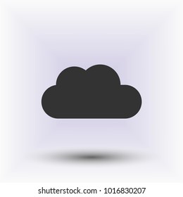 Cloud vector web icon in the grey background with shadow.