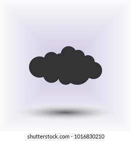 Cloud vector web icon in the grey background with shadow.