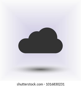 Cloud vector web icon in the grey background with shadow.