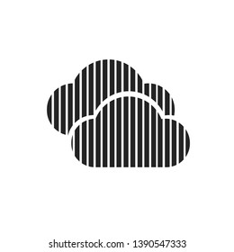 Cloud Vertical Striped Icon Gray White Background flat style