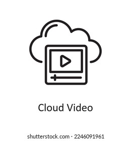 Cloud Video Outline Icon Design illustration. Web Hosting And Cloud Services Symbol on White background EPS 10 File