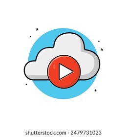 Cloud with Video Player Icon Vector Illustration. Live Streaming Concept Design