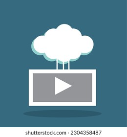 Cloud video streaming platform; cloud computing and streaming on TV concept