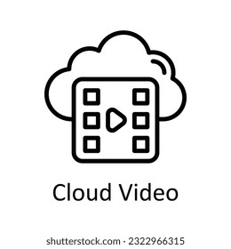 Cloud-Video-Vektorgrafik   Skizze Design Illustration. Multimedia-Symbol auf weißem Hintergrund - EPS10-Datei