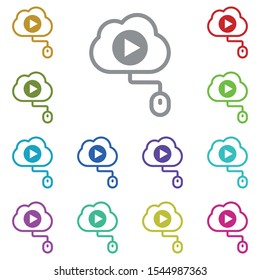 Cloud, videos, mouse, online training multi color icon. Simple glyph, flat vector of online traning icons for ui and ux, website or mobile application