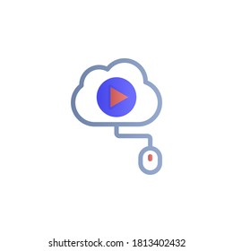 Cloud, videos, mouse, online training color gradient vector icon
