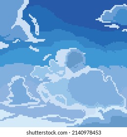 cloud view in pixel style