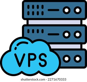 Cloud Virtual Private Server or VPS Concept, virtualized resources as a service Vector Icon Design, Cloud computing and Web hosting services Symbol, Data Center Sign, Data Storage Stock illustration