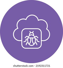 Imagen vectorial del icono de círculo de la línea de virus en la nube. También se puede usar para aplicaciones web, aplicaciones móviles y medios impresos.
