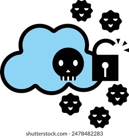 Cloud vulnerability virus infection image icon material