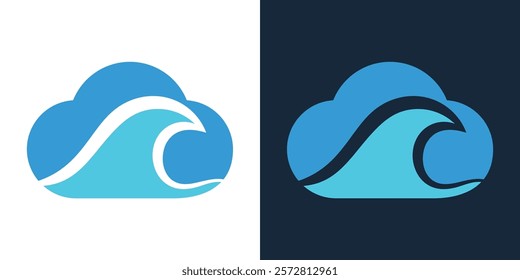 CLOUD WAFE ICON LOGO DESIGN ABSTRACT VECTOR