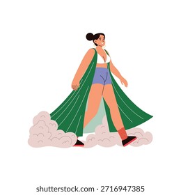 Cloud Walk Vestido de Vector plano ilustración de concepto de personaje. 