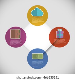 cloud wallet bill gift infographic step office icon. Flat and Colorfull illustration. Vector graphic