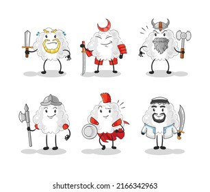 the cloud warrior group character. cartoon mascot vector