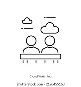 cloud watching icon. Outline style icon design isolated on white background