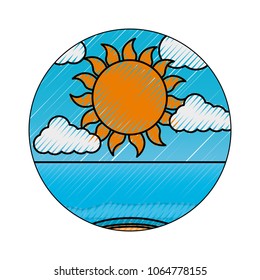 cloud weather climate with sun seascape