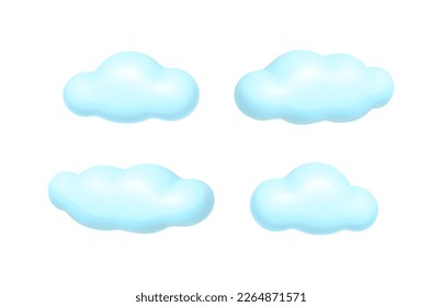 Wolken- oder Wetterbedingungen isoliert realistische Symbole. Masse kondensierten Wasserdampfs, Nebel oder Nebel, in der Luft schwimmendes Rauch. Vektorgrafik im 3D-Stil