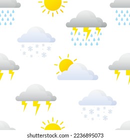 Wolkenwettervorhersage nahtlose Muster, Hintergrund, Vektorgrafik