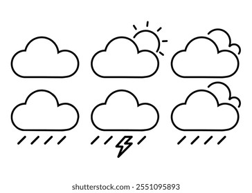 Cloud weather icon set. Minimalist weather icon set.