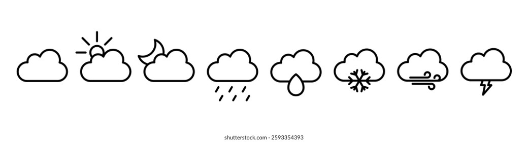 Cloud weather icon set simple design