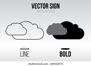 Cloud weather icon vector, linear and bold style