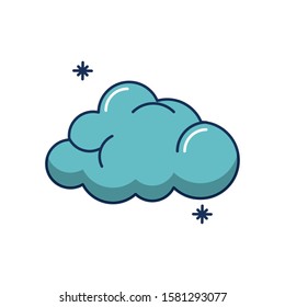 cloud weather line and fill image vector illustration