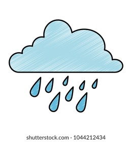 cloud weather with rain drops vector illustration design