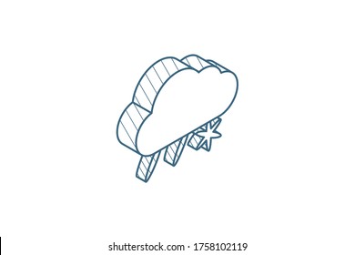 cloud weather, snow and rain isometric icon. 3d vector illustration. Isolated line art technical drawing. Editable stroke