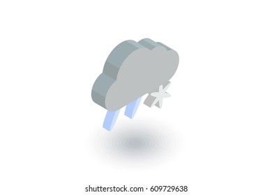 cloud weather, snow and rain isometric flat icon. 3d vector colorful illustration. Pictogram isolated on white background