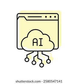 Cloud Web color shadow thinline icon, editable vector icon, pixel perfect, illustrator ai file 