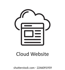 Ilustración de diseño de iconos de esquema del sitio web en la nube. Símbolo de servicios web de hospedaje y servicios de nube en archivo EPS 10 de fondo blanco