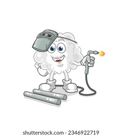 the cloud welder mascot. cartoon vector