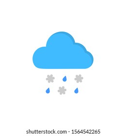 Cloud wet snow drops snowflakes icon. Simple line, outline vector of two color weather icons for ui and ux, website or mobile application