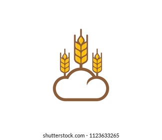 Cloud Wheat Icon Logo Design Element