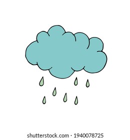 The cloud from which it rains. Weather. Rain season. Shower. Vector. Doodle. Hand-drawn illustration.