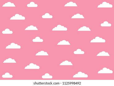 Cloud white color on pink background. Vector seamless.