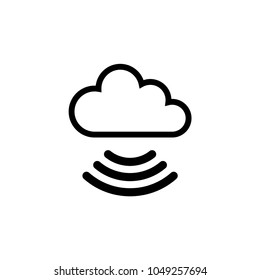 Cloud WIFI. Flat Vector Icon. Simple black symbol on white background