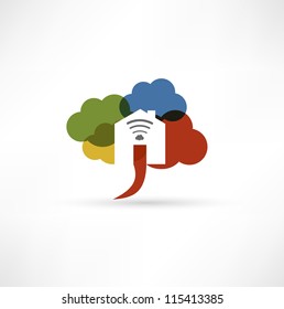 Cloud wi-fi home icon