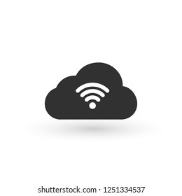 cloud wifi icon on white background, vector illustration to use in web and mobile UI.