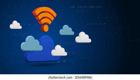 Cloud Wi-Fi Icon. Cloud Icon with Wi-Fi Sign. Created For Mobile, Web, Print Products, Application. Perfect for web design, banner and presentation. Vector illustration.