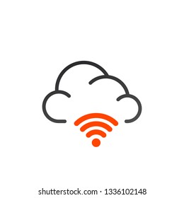 cloud wifi icon to use in web and mobile UI. Vector illustration isolated on white background.