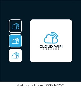 cloud wifi logo design template