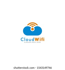 Cloud Wifi logo designs, wireless icon vector