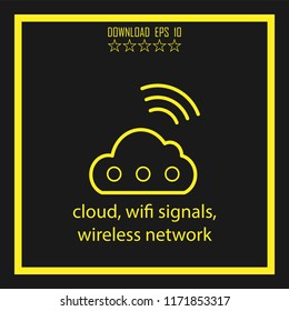 cloud, wifi signals  vector icon