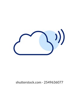 Nube y símbolo wifi. Acceso sin problemas a servicios basados en la nube a través de la conectividad inalámbrica. Icono de trazo perfecto y editable del píxel